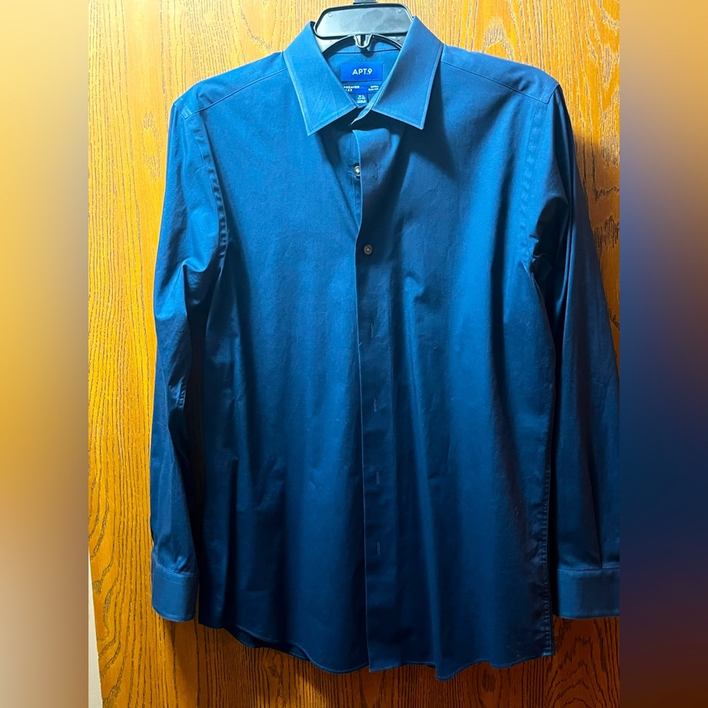 APT 9 Mens Dress Shirt, Blue, 32/33 Size
